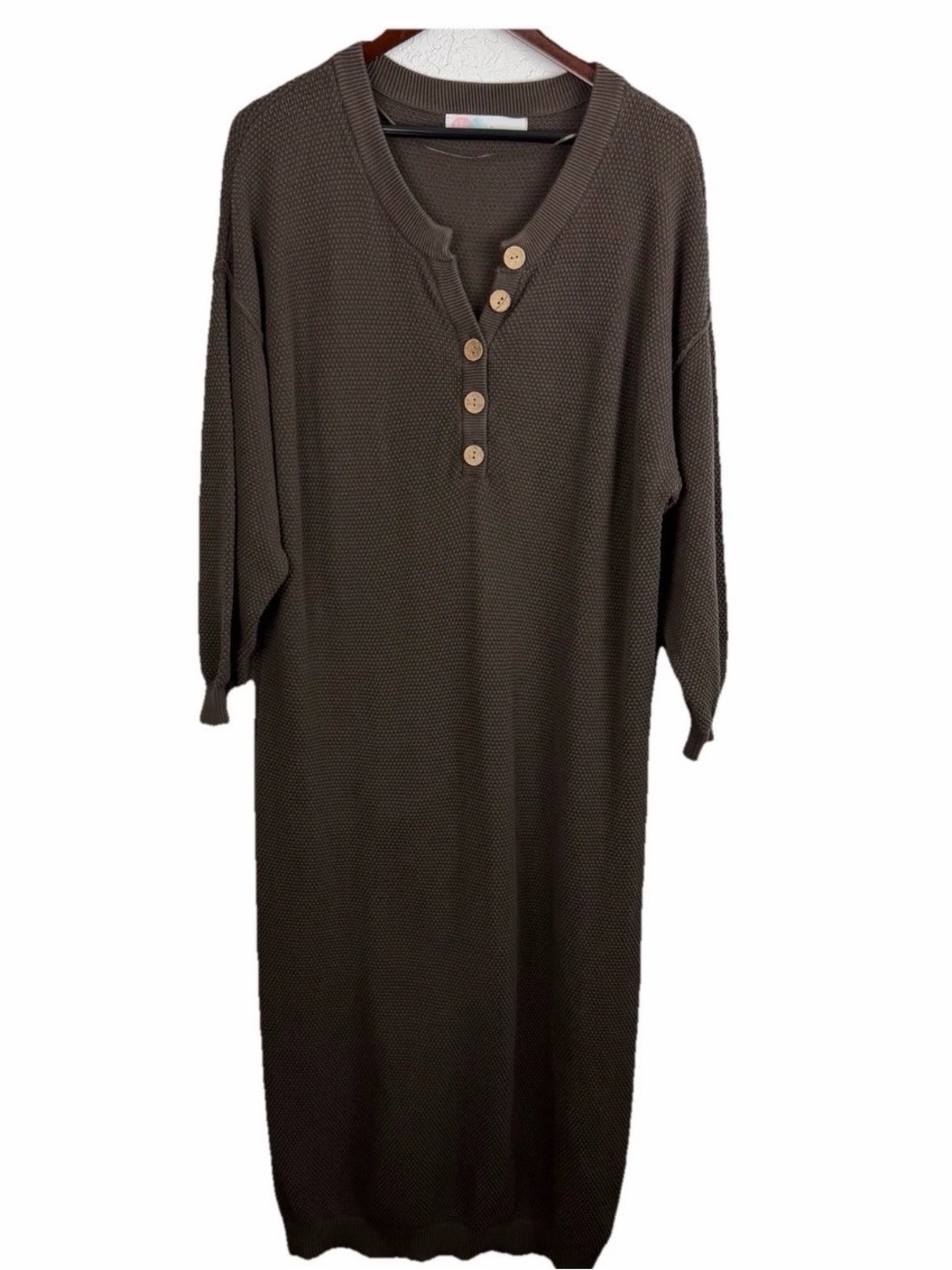 Free People Beach | Hailee Brown Waffle Knit Sweater Maxi Dress